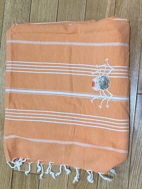 Sequin spider Accent Orange  Striped Scarf and lightweight beach wrap & towel